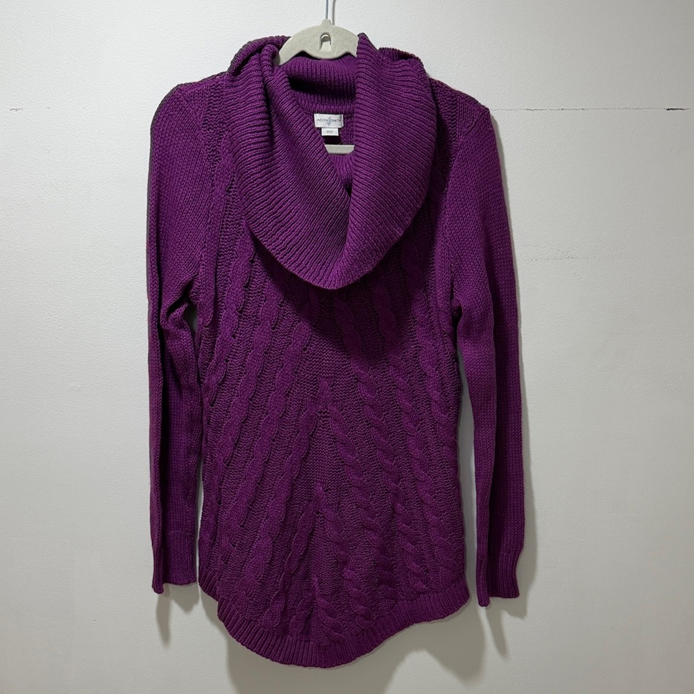 Jaclyn Smith Womens Purple Turtleneck Cable Knit Sweater Casual XL VTG Fisherman
